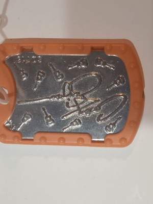 Pendant with guitar music theme like new, silver and orange