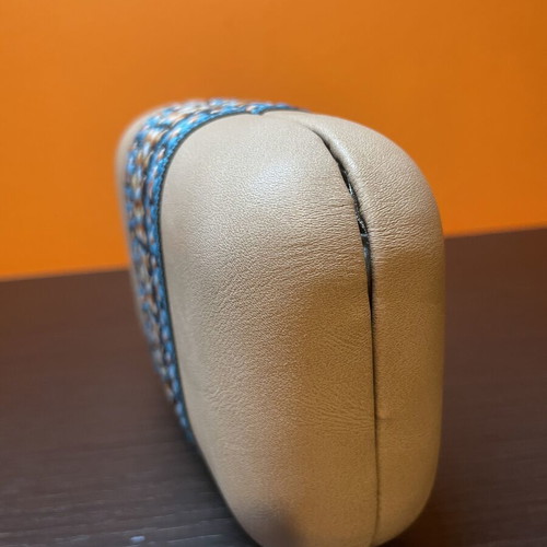 Achilleas Accessories summer clutch bag with chain, beige and blue