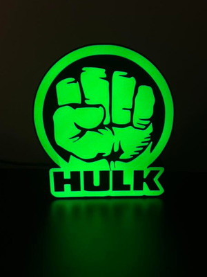 3D print lightbox Hulk fist, 18x20x4 cm, USB powered