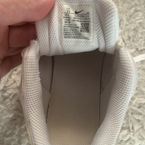 Nike Air sports shoes used, white with pink details