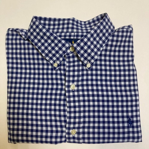Ralph Lauren shirt XXL classic fit dark blue white checked with dark blue pony
