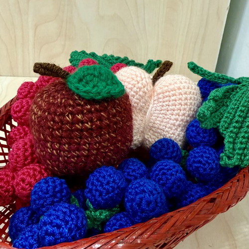 Basket with handmade fruit decoration
