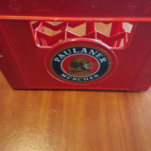 Paulaner beer bottle carrier half-size used
