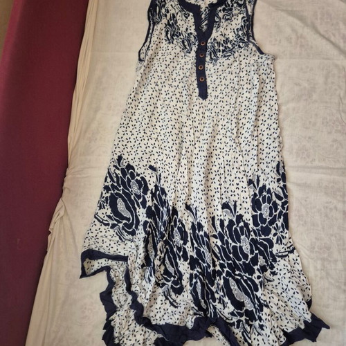 Indian midi dress L-XL like new, white and blue