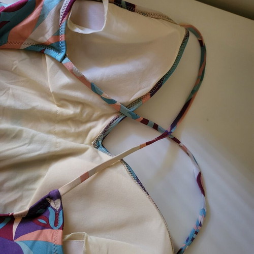 bK ini one-piece swimsuit, colorful, cross-back, padded bust