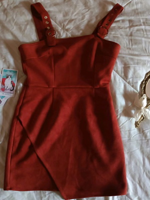 Ceramic red short salopette dress size S like new