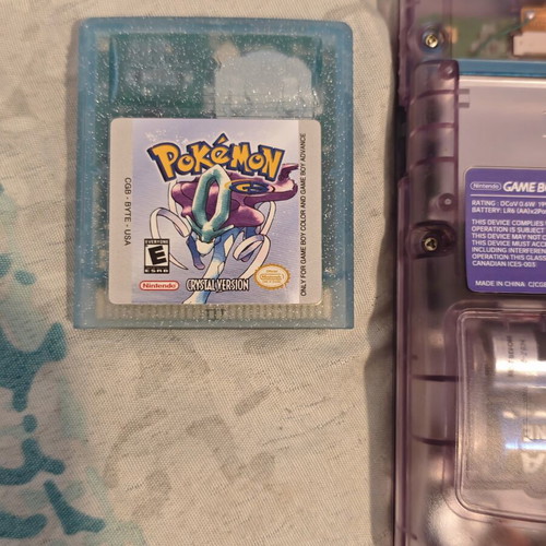 Game Boy Color custom Gengar με IPS οθόνη και Pokémon Crystal repro, σαν καινούργιο