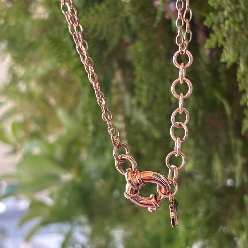 Folli Follie heart necklace with double chain in rose gold, like new