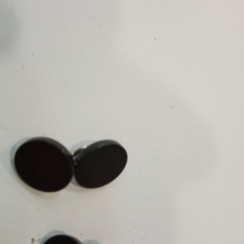 Cufflinks new black round plastic with deep burgundy hint