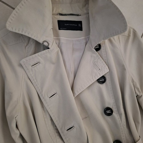 Zara woman trench coat used, size S, beige with belt