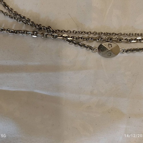 Christian Dior necklace triple chain long, like new, silver