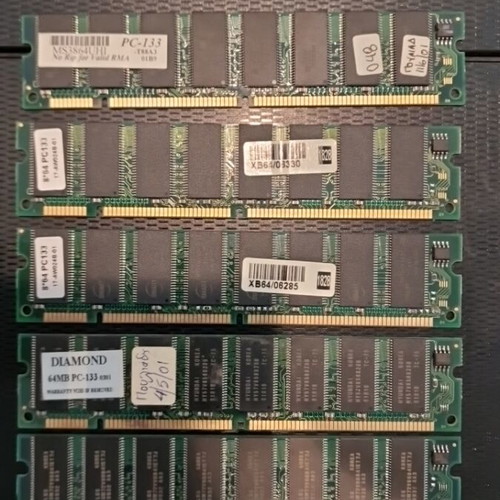 Vintage Ram 64Mb SDR SDRAM 133Mhz used, 7 pieces