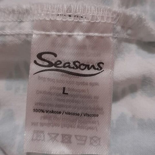 Seasons long-sleeve blouse like new, white with mint, size L