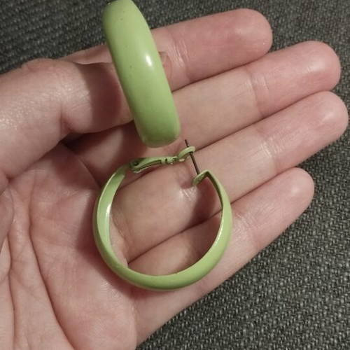 Chunky hoop earrings like new, pistachio green
