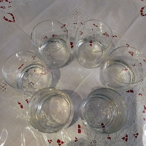 Set of 6 vintage crystal whiskey glasses like new, heavy Bohemia glass