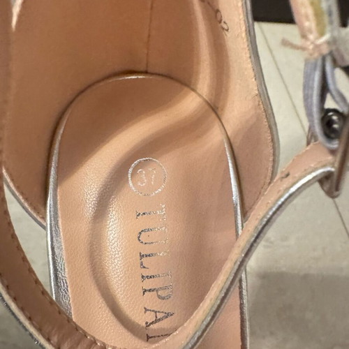 Silver platform sandals size 37 new, 12 cm heel height