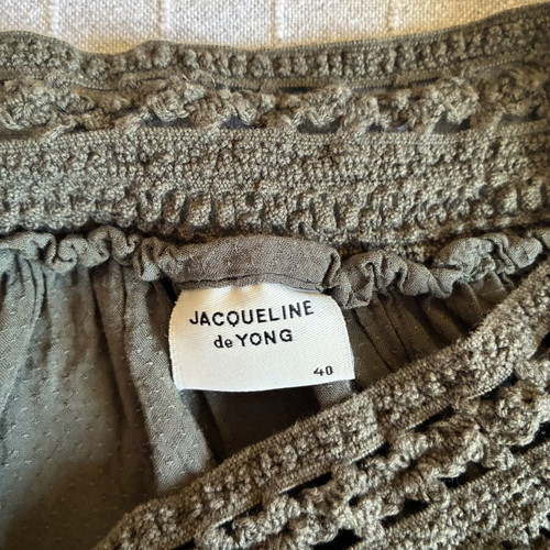 Jacqueline De Yong Khaki Olive Green Crochet Lace Off-Shoulder Dress like new