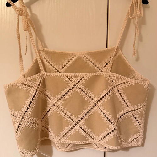 Zara Patchwork strappy top, beige, size L