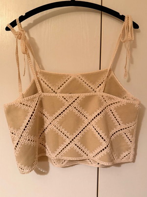 Zara Patchwork strappy top, beige, size L