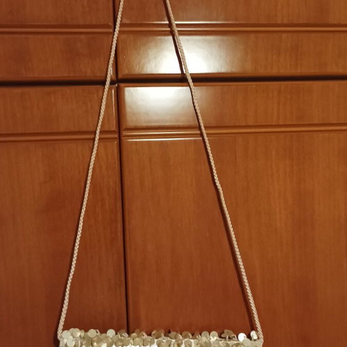 Evening bag with sequins nude gold satin like new