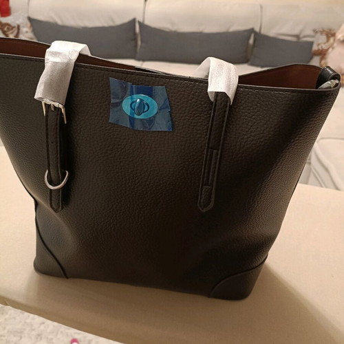 Women's black tote bag shoulder new with grained texture