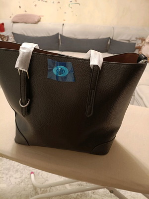 Women's black tote bag shoulder new with grained texture