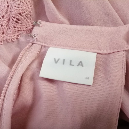 Vila pink elegant short dress with lace belt size S used