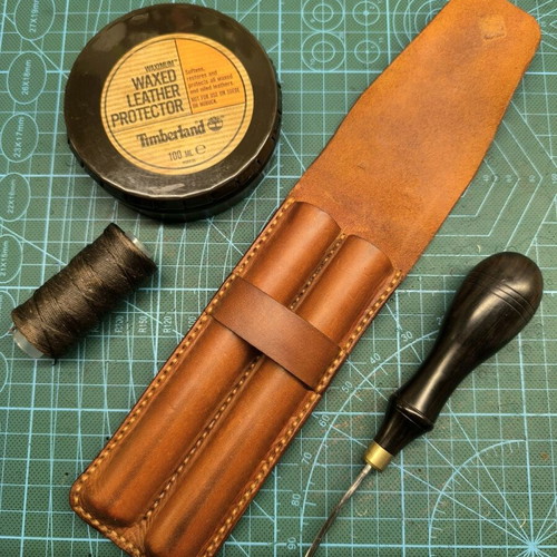 Handmade leather pen and pencil case