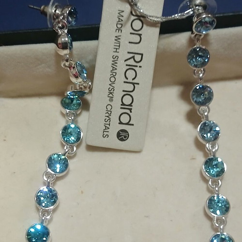 Long earrings with blue Swarovski crystals Jon Richard new