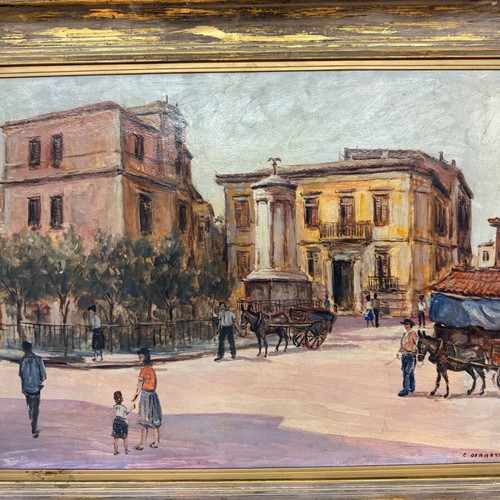 Έργο τέχνης Ε. Διαλέτης μεταχειρισμένο, Ωρολόγιο Ανδρόνικου Κηρρύστου σε κορνίζα