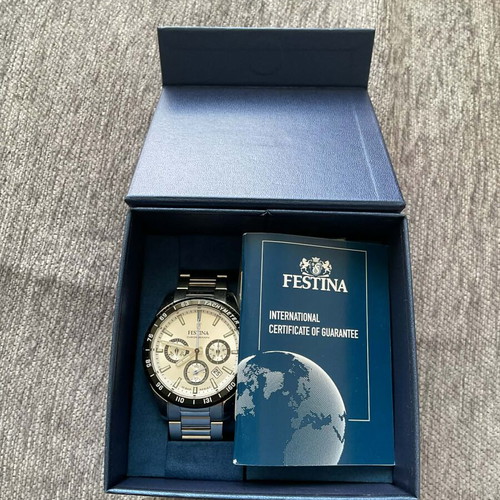 Festina watch new, men's, blue and silver