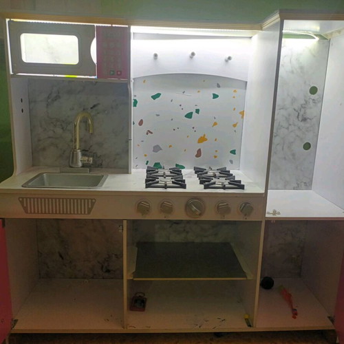 Wooden kids kitchen with led used