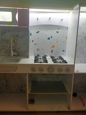 Wooden kids kitchen with led used