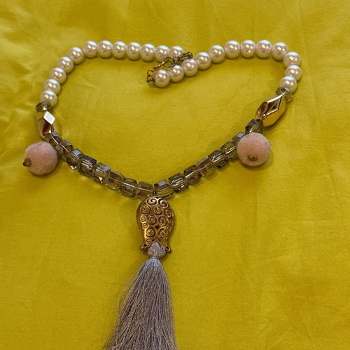 Necklace with pearls and stones used, handmade