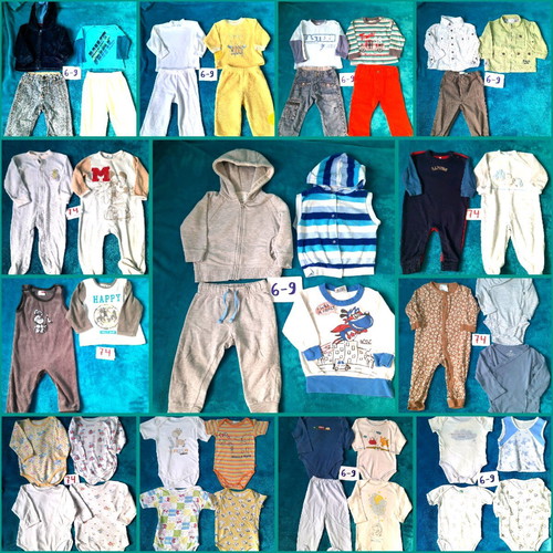 Baby clothes used, pack of 44 for boy 6-9 months size 74 cm