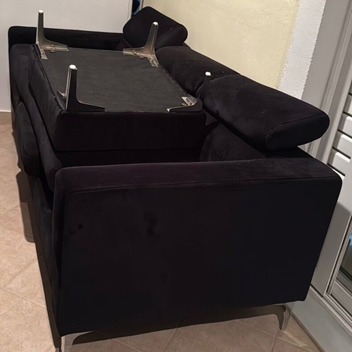 Sofa three-seater with reversible corner velvet fabric like new