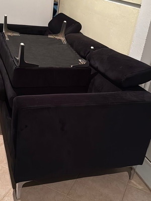 Sofa three-seater with reversible corner velvet fabric like new