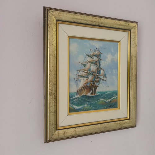 Seascape oil painting on canvas used, 43x40 cm framed