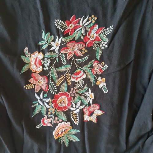 Marks and Spencer dress large with embroidery like new, black