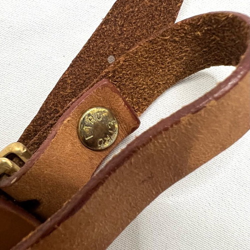 Etro leather travel tag charm used, brown