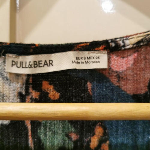 Pull&Bear long black dress like new with floral pattern, size S