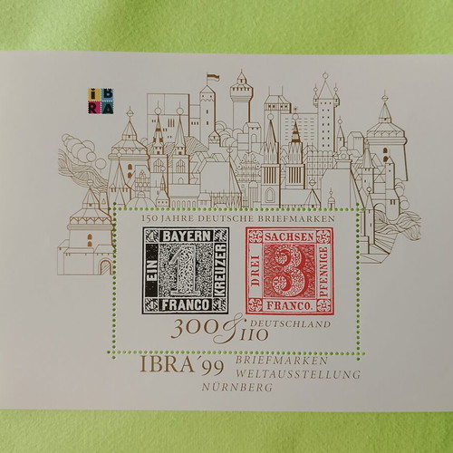 German stamps 1999 with first day covers Bonn and Frankfurt