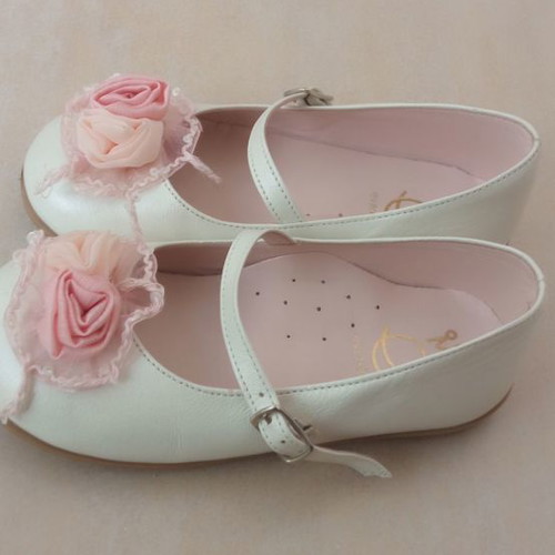 Everkid leather girls' ballerinas new, size 24, off white