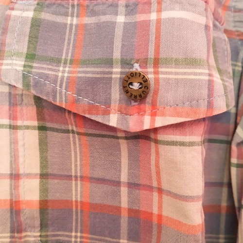 Current/Elliott Checked Shirt New With Denim Collar