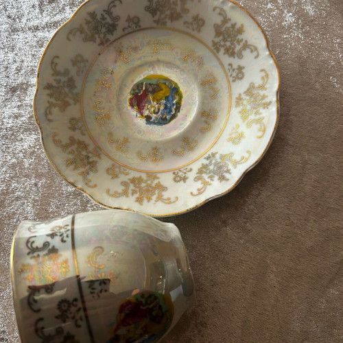 Set of 3 vintage Thun Czechoslovakia tea cups porcelain Lustreware new