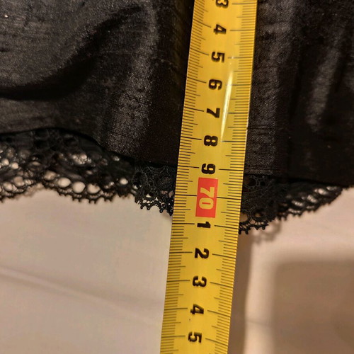 Black raw silk skirt new with flounce and lace trim