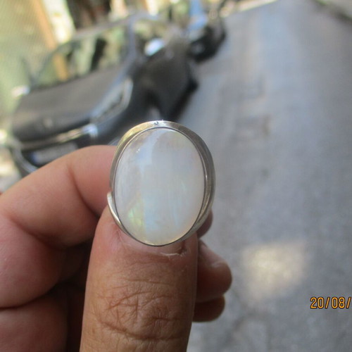 Silver 925 ring with moonstone, vintage adjustable women's ring