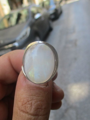 Silver 925 ring with moonstone, vintage adjustable women's ring