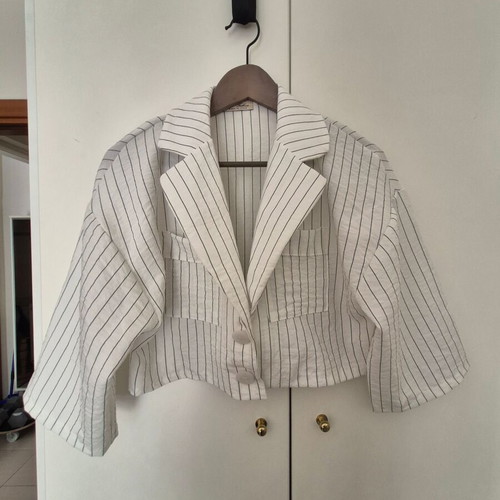 Summer suit S striped like new, white