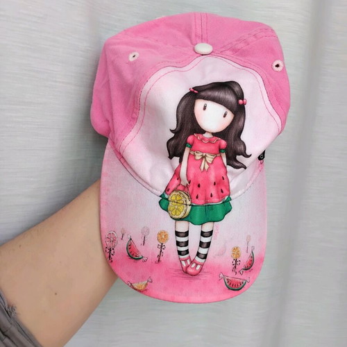 Santoro London Gorjuss kids hat like new, size 54, ages 5-8, pink multicolor